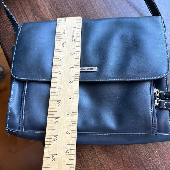 Vintage Villager Liz Claiborne Purse Blue Black Leather small Bag crossbody - Picture 15 of 16